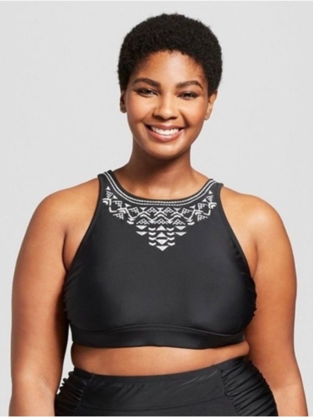 Ava & Viv Swimwear Tankini Top Women’s Size 20W Black White Embroidered Summer